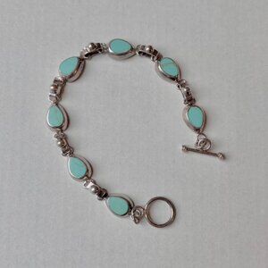 Sterling Silver Turquoise Link Bracelet